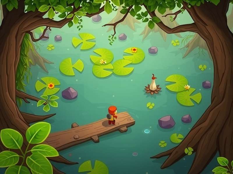 Ginger Swamp Explorer game screenshot showing a character exploring a lush swamp environment